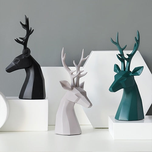 Geometric Deer Figurines Geometric Deer Head Figurines Decluttered Homes