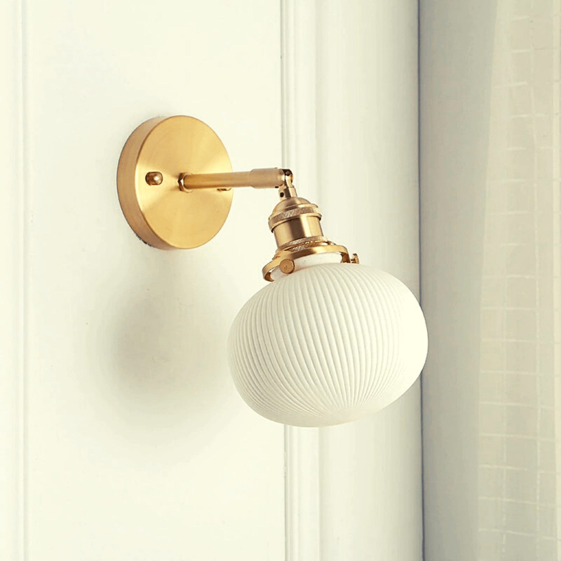 Japandi White Ceramic Wall Sconce Wall Sconce Decluttered Homes