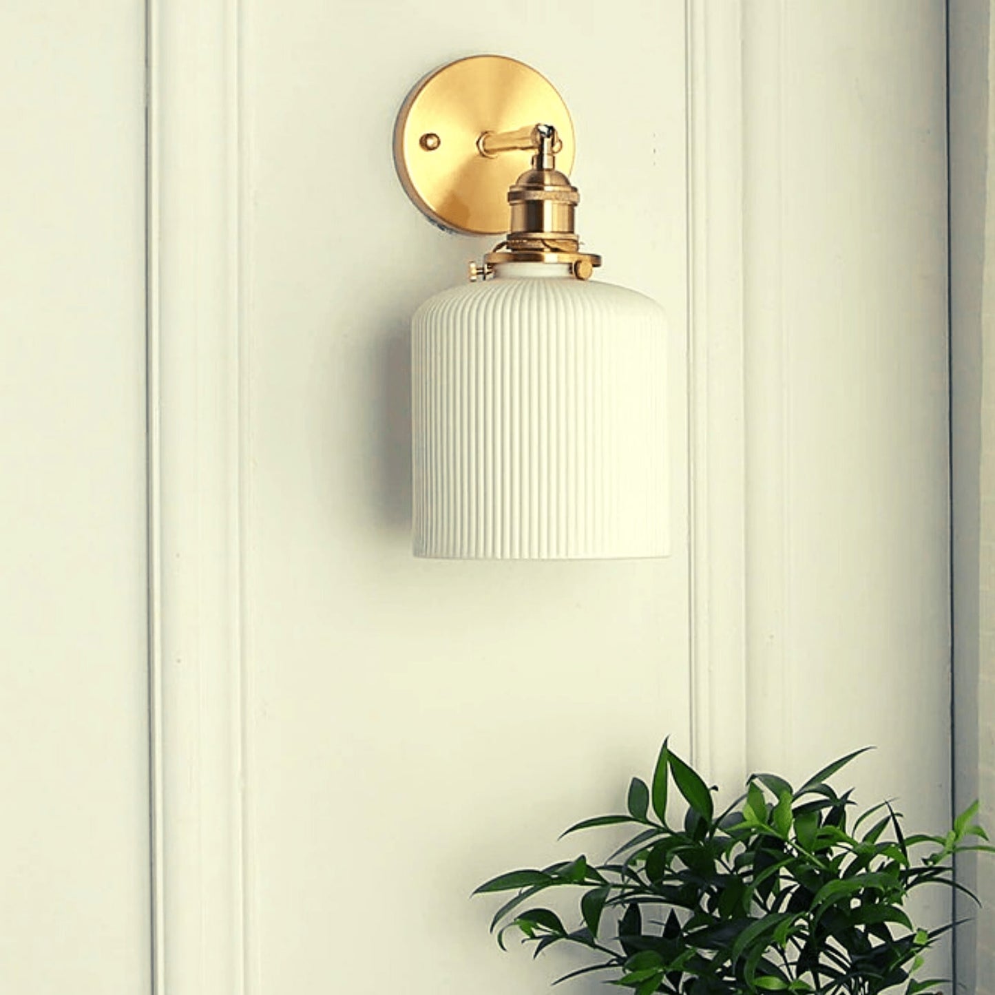 Japandi White Ceramic Wall Sconce Wall Sconce Decluttered Homes