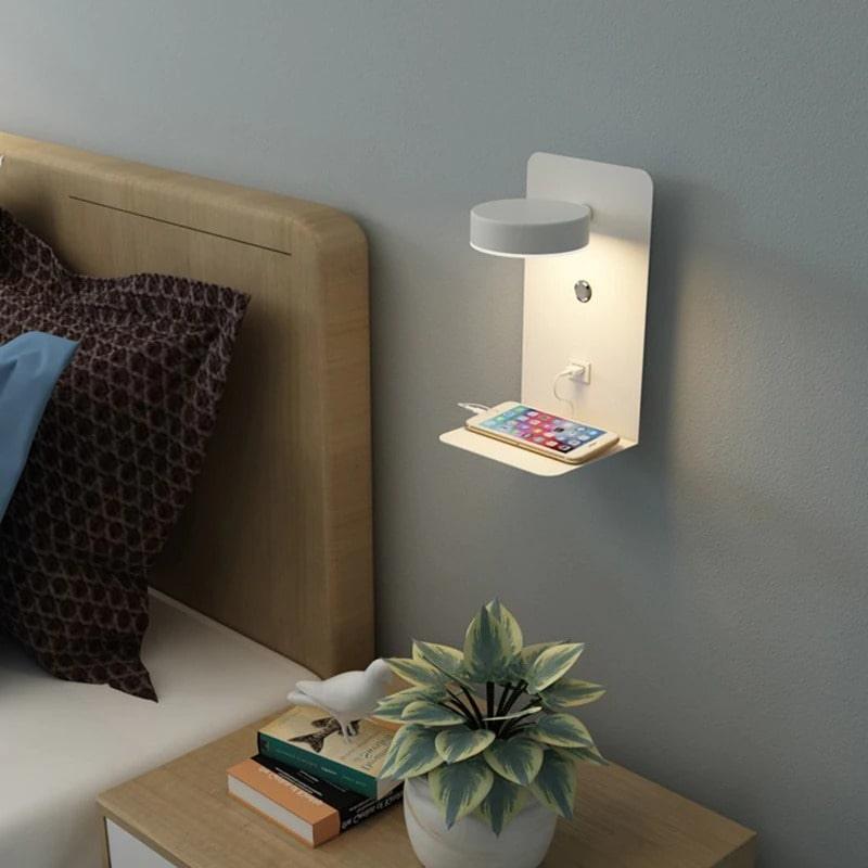 Shelf and Wall Light with USB Charging Port Wall Light LED Decluttered Homes