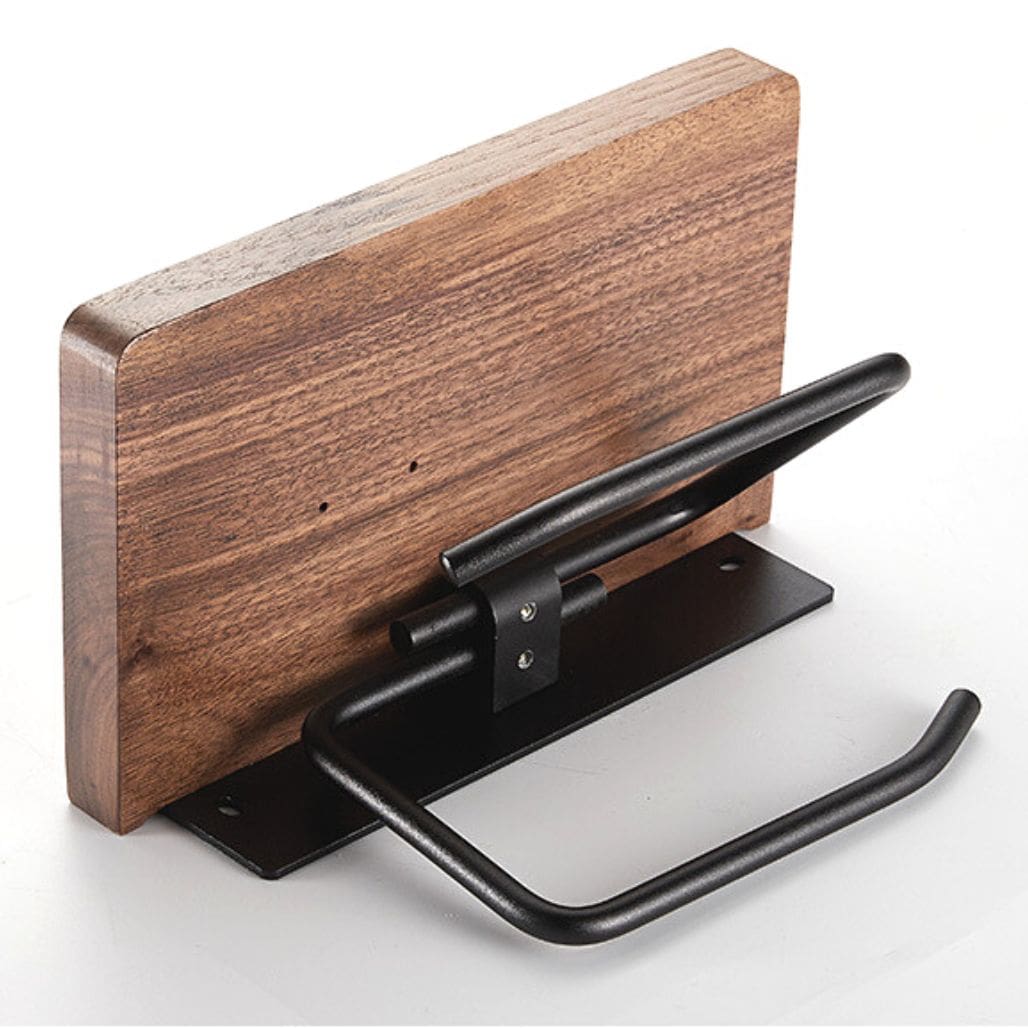 Wood Toilet Paper Holder with Phone Shelf Toilet Paper Holder Decluttered Homes