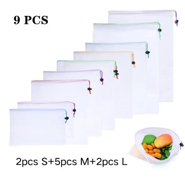 Decluttered Homes Reusable Produce Bags - Washable Mesh Bags for Grocery Shopping DeclutteredHomes Organizer Bag