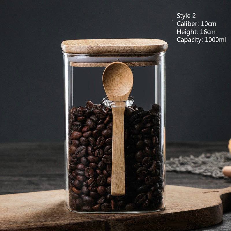 Storage Jar with Spoon and Bamboo Lid Storage Jar with Spoon And Bamboo Lid Decluttered Homes