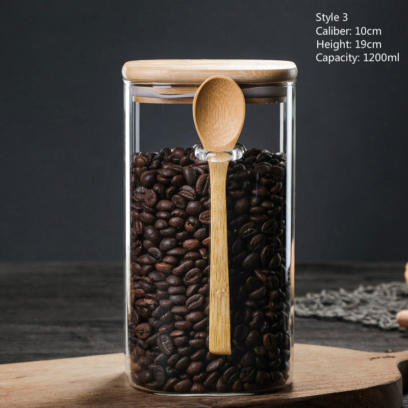 Storage Jar with Spoon and Bamboo Lid Storage Jar with Spoon And Bamboo Lid Decluttered Homes