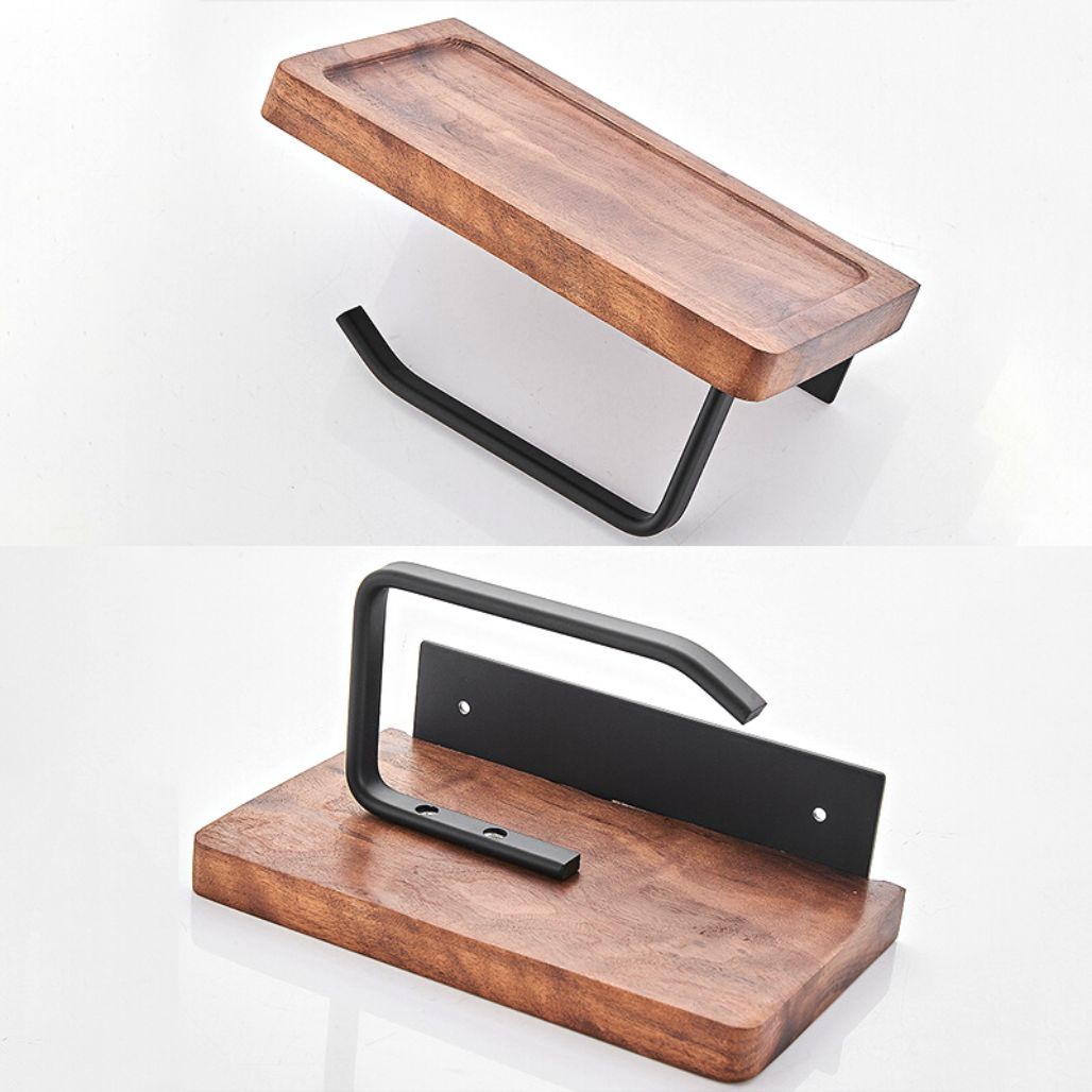 Wood Toilet Paper Holder with Phone Shelf Toilet Paper Holder Decluttered Homes