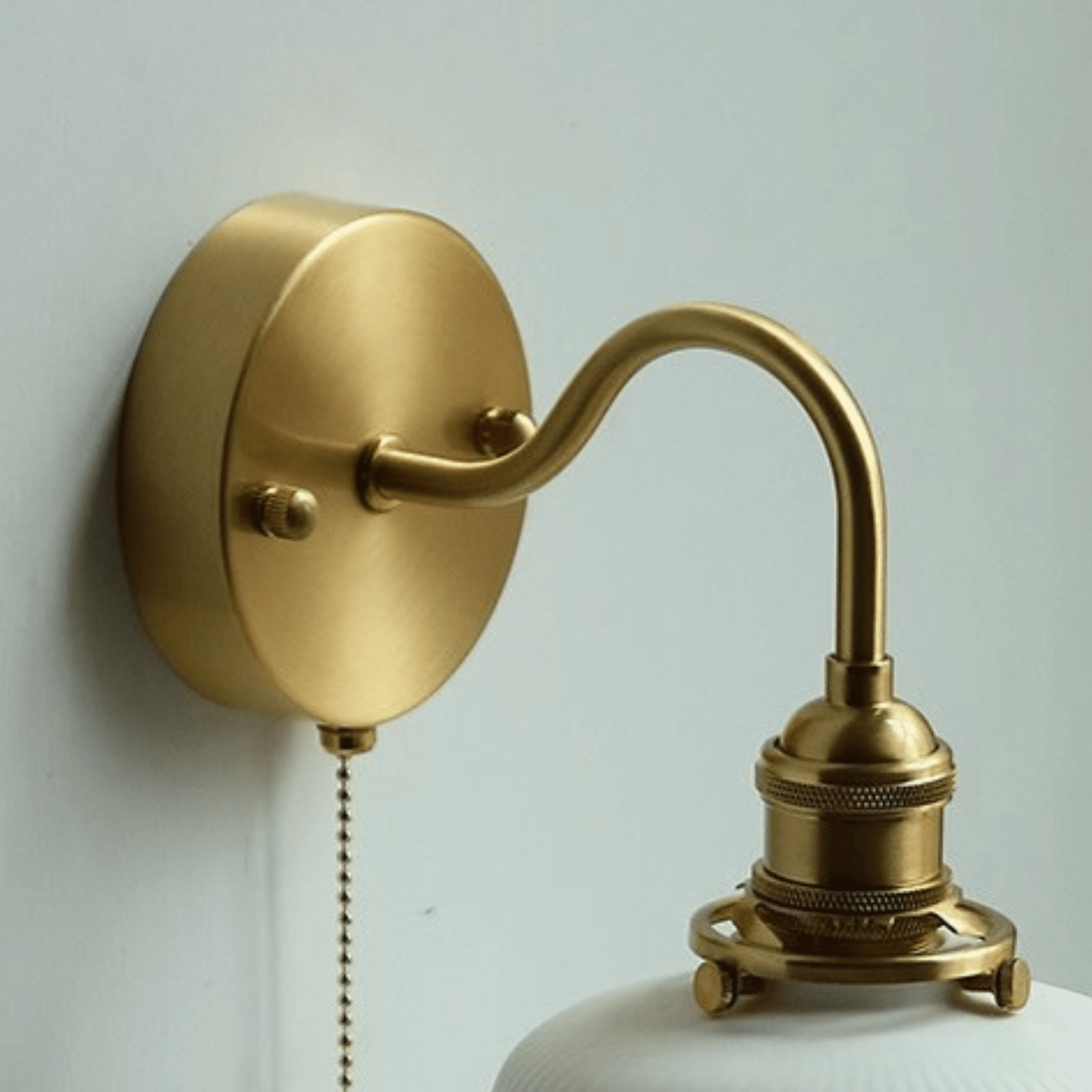 White Ceramic Wall Sconce with Pull Chain Switch Lighting Decluttered Homes