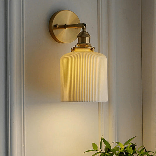 Japandi White Ceramic Wall Sconce Wall Sconce Decluttered Homes
