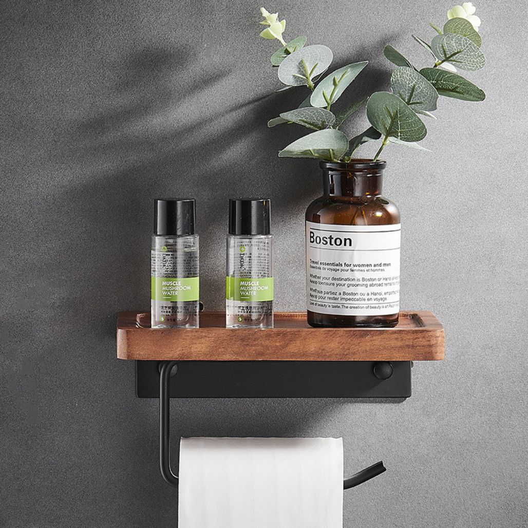 Wood Toilet Paper Holder with Phone Shelf Toilet Paper Holder Decluttered Homes