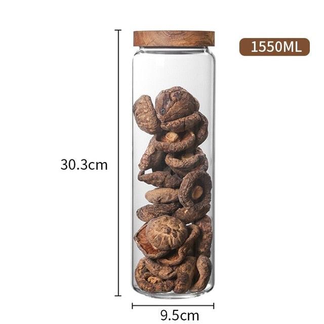 Glass Storage Jar with Bamboo Lid Storage bottles & Jars Decluttered Homes