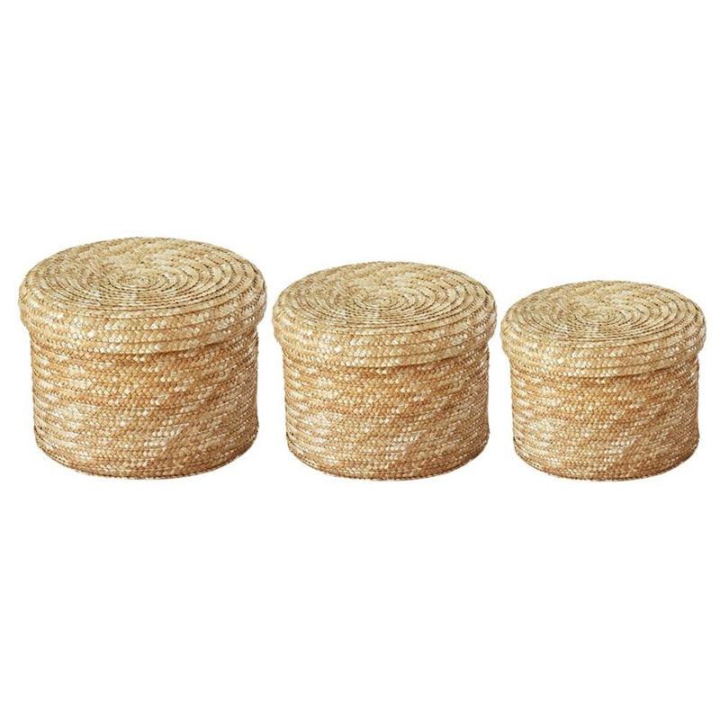 Handmade Straw Basket Set (3-PCS) Basket Organizer Decluttered Homes