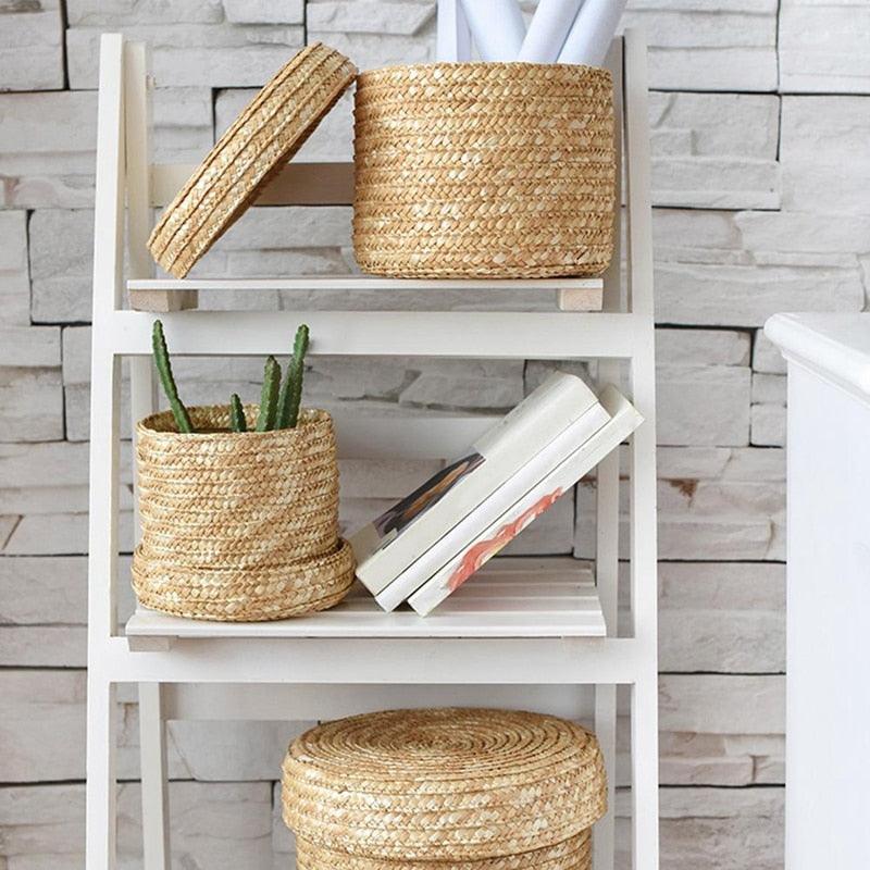 Handmade Straw Basket Set (3-PCS) Basket Organizer Decluttered Homes