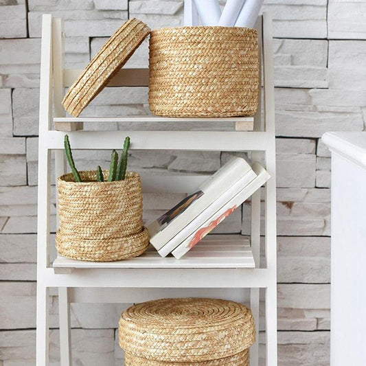 Handmade Straw Basket Set (3-PCS) Basket Organizer Decluttered Homes