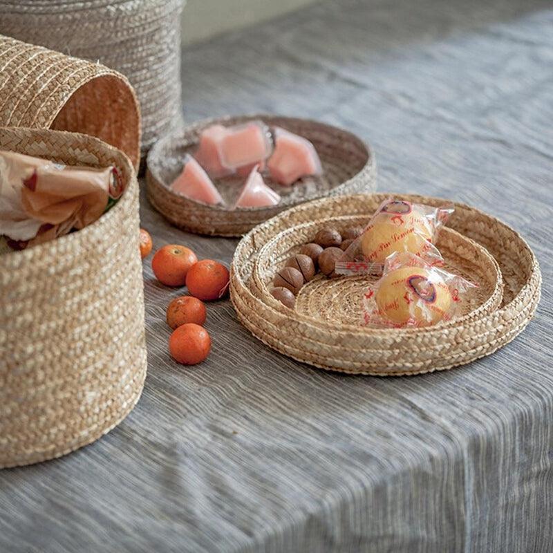 Handmade Straw Basket Set (3-PCS) Basket Organizer Decluttered Homes