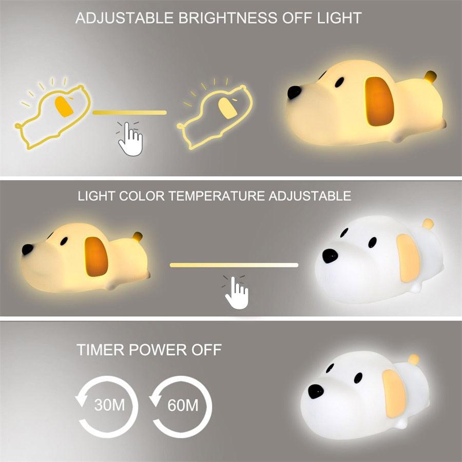 Silicone Puppy LED Night Light Night Light Lamp Decluttered Homes