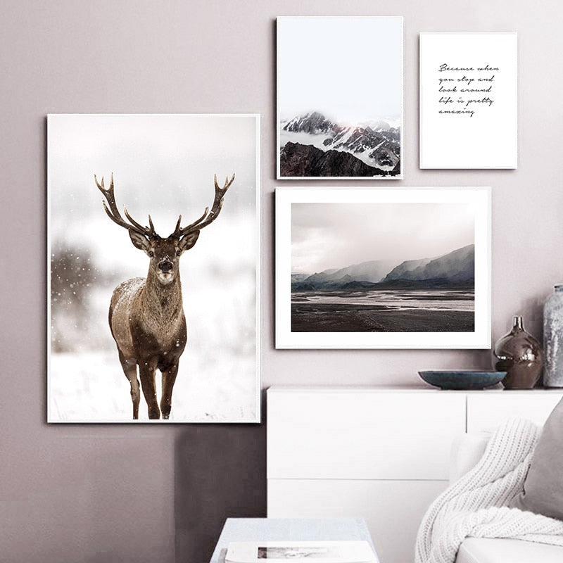 Nordic Style Canvas Paintings Deer Nordic Style Poster Decluttered Homes