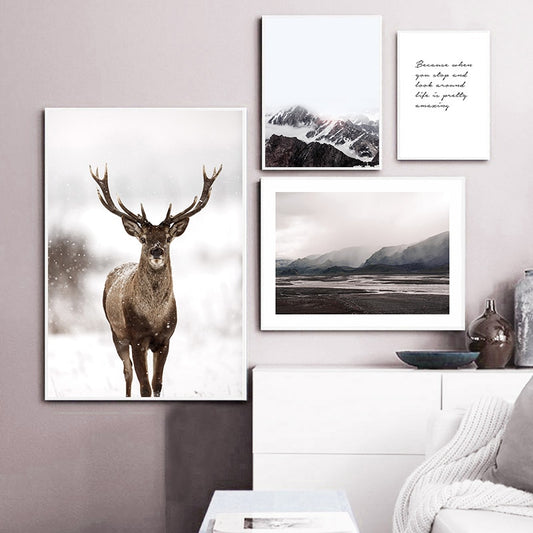 Nordic Style Canvas Paintings Deer Nordic Style Poster Decluttered Homes