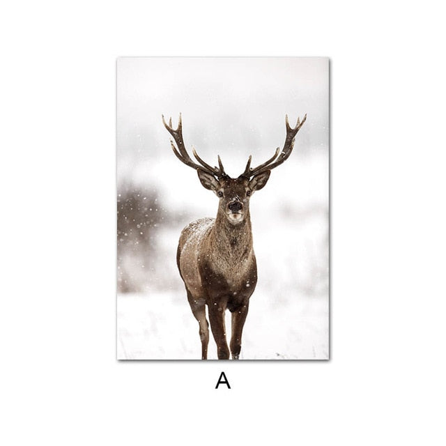Nordic Style Canvas Paintings Deer Nordic Style Poster Decluttered Homes