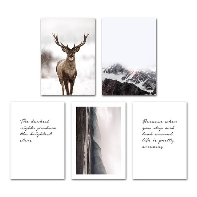 Nordic Style Canvas Paintings Deer Nordic Style Poster Decluttered Homes