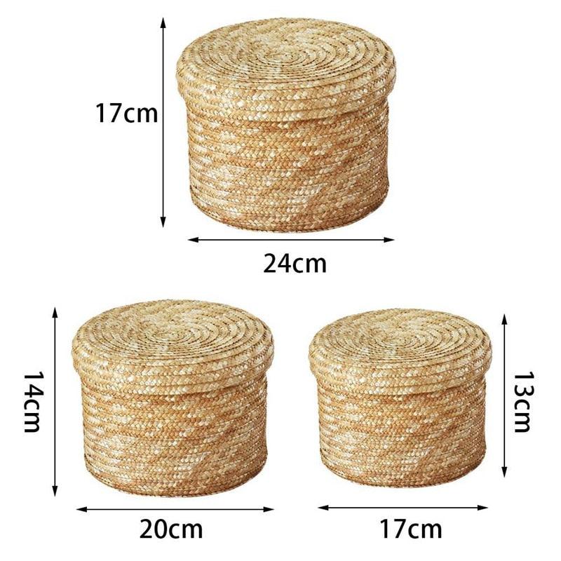 Handmade Straw Basket Set (3-PCS) Basket Organizer Decluttered Homes
