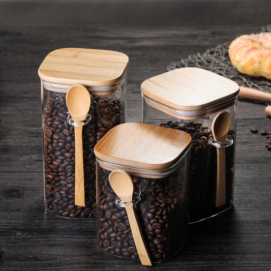 Storage Jar with Spoon and Bamboo Lid Storage Jar with Spoon And Bamboo Lid Decluttered Homes