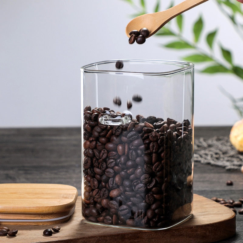 Storage Jar with Spoon and Bamboo Lid Storage Jar with Spoon And Bamboo Lid Decluttered Homes