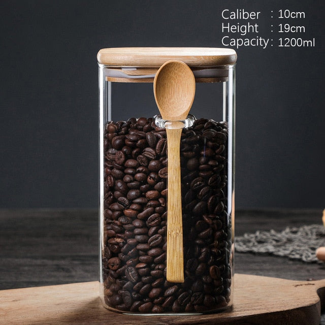 Storage Jar with Spoon and Bamboo Lid Storage Jar with Spoon And Bamboo Lid Decluttered Homes