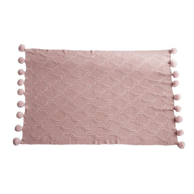 Throw Blanket with Pom pom Throw Blanket with Pompom Decluttered Homes