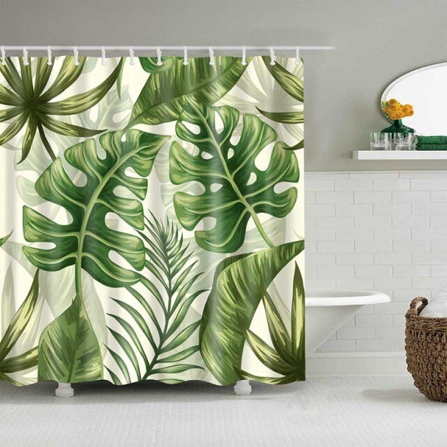 Green Tropical Plant Shower Curtains Shower Curtains Decluttered Homes