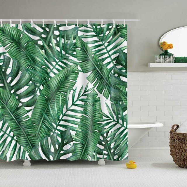 Green Tropical Plant Shower Curtains Shower Curtains Decluttered Homes