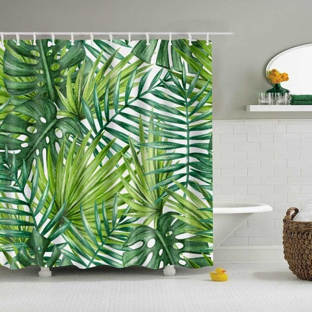Green Tropical Plant Shower Curtains Shower Curtains Decluttered Homes