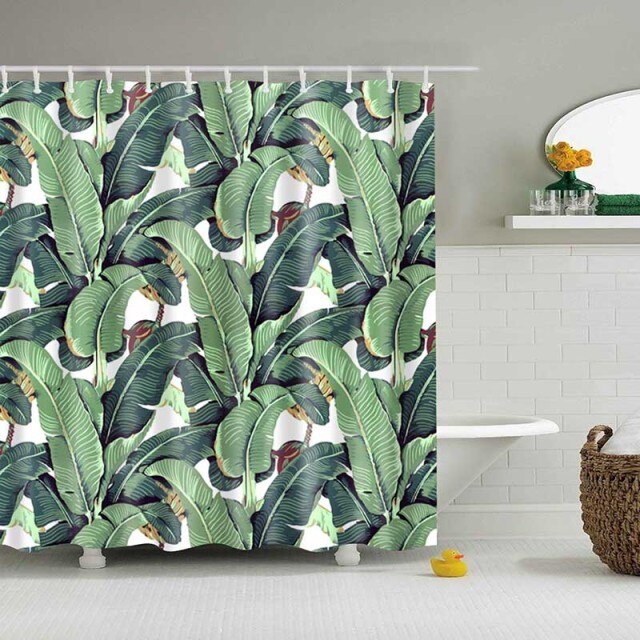 Green Tropical Plant Shower Curtains Shower Curtains Decluttered Homes