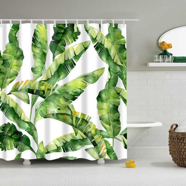 Green Tropical Plant Shower Curtains Shower Curtains Decluttered Homes