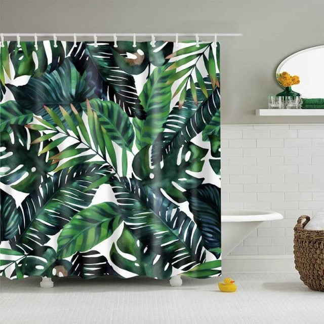 Green Tropical Plant Shower Curtains Shower Curtains Decluttered Homes