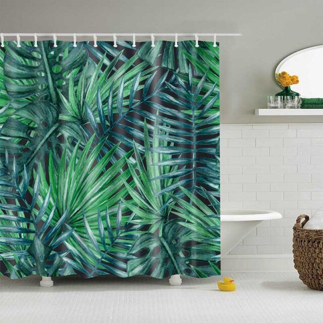 Green Tropical Plant Shower Curtains Shower Curtains Decluttered Homes