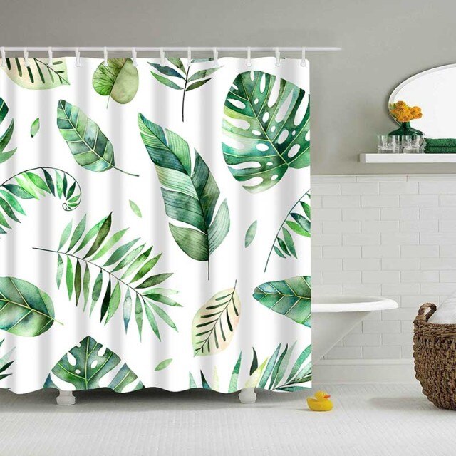 Green Tropical Plant Shower Curtains Shower Curtains Decluttered Homes