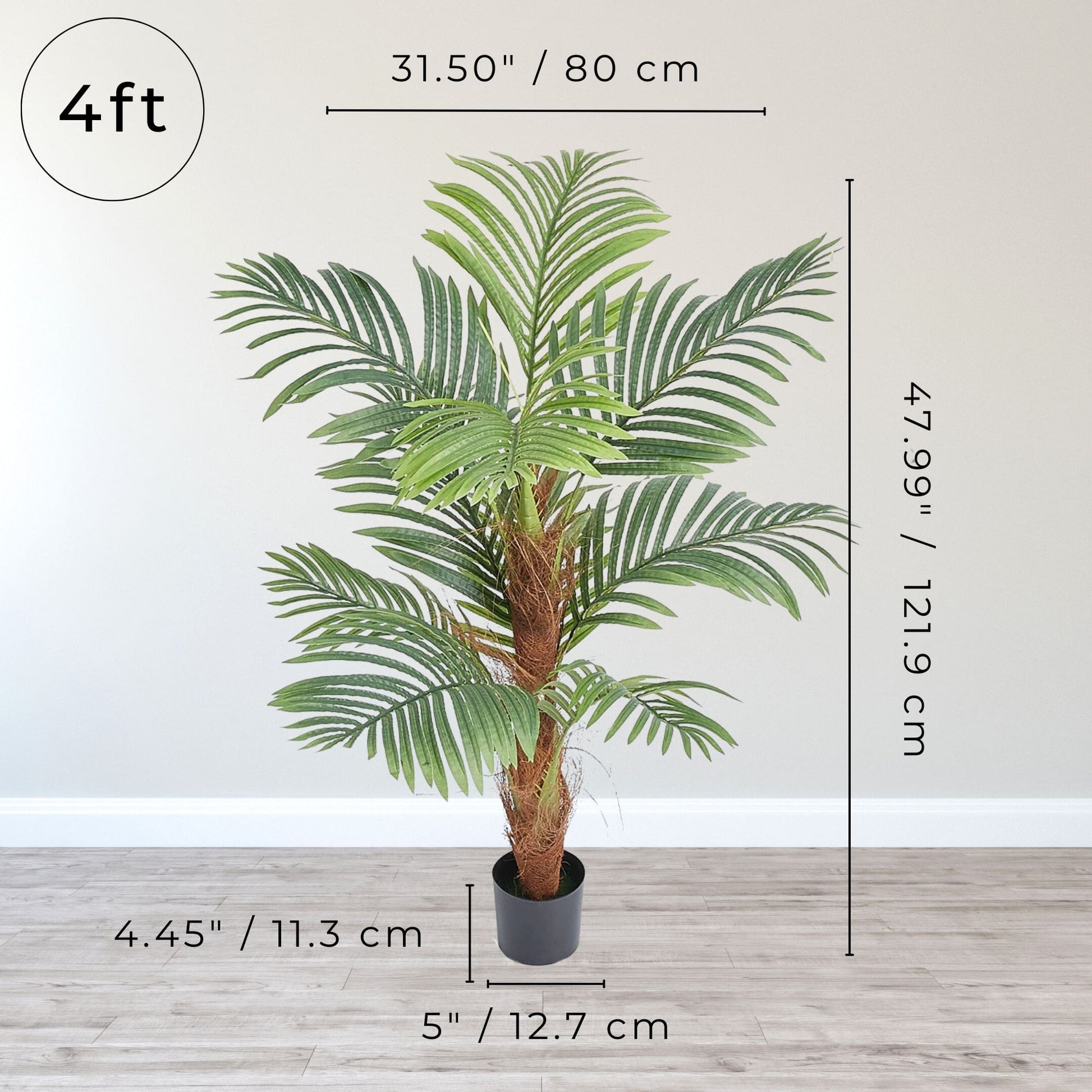 A 4-foot artificial palm tree that brings a tropical essence to indoor spaces