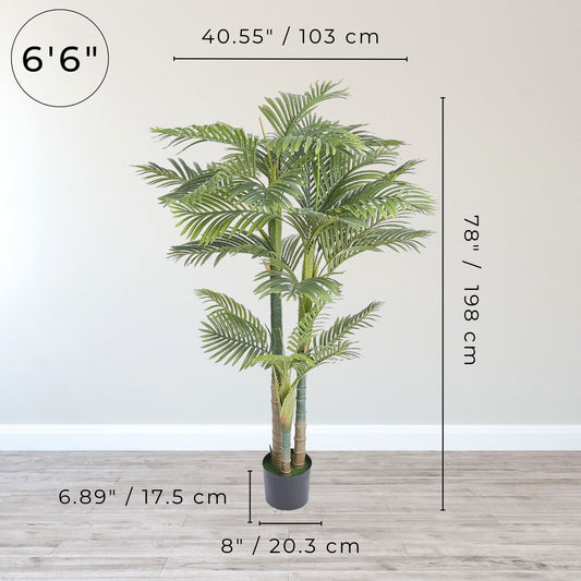 A 6.5-foot tall artificial palm tree with realistic features, perfect for creating a natural tropical ambiance