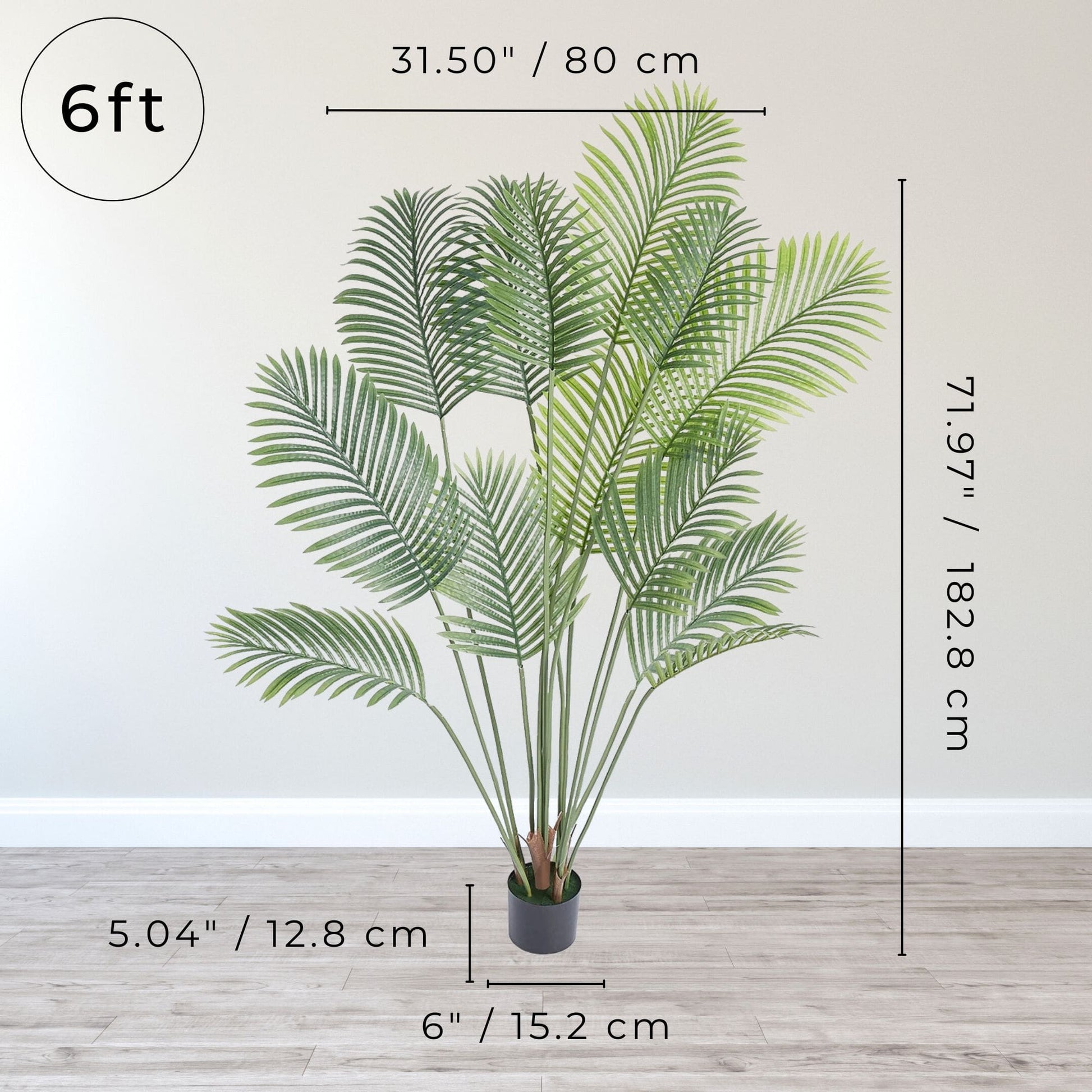 Elegant 6-foot artificial palm tree that enhances indoor and outdoor decor with its tall, majestic presence