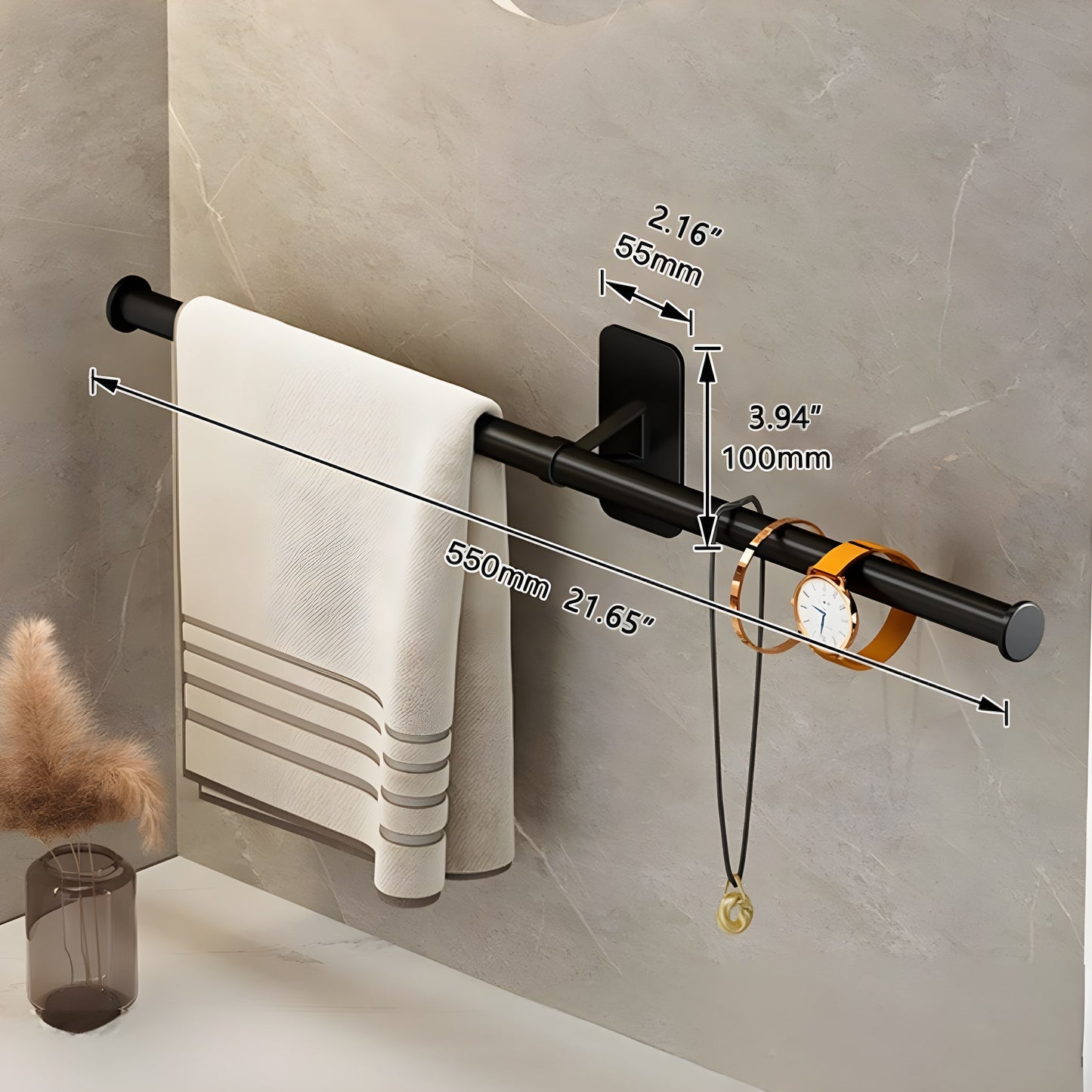 Metal towel rack for wall mounting