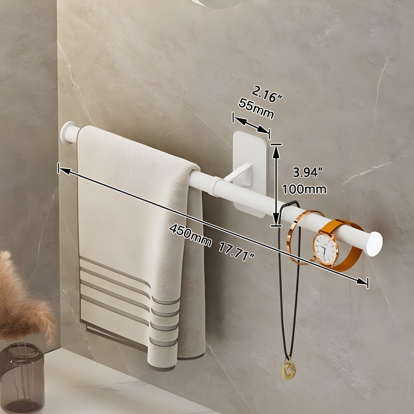 Sleek hand towel holder without screws