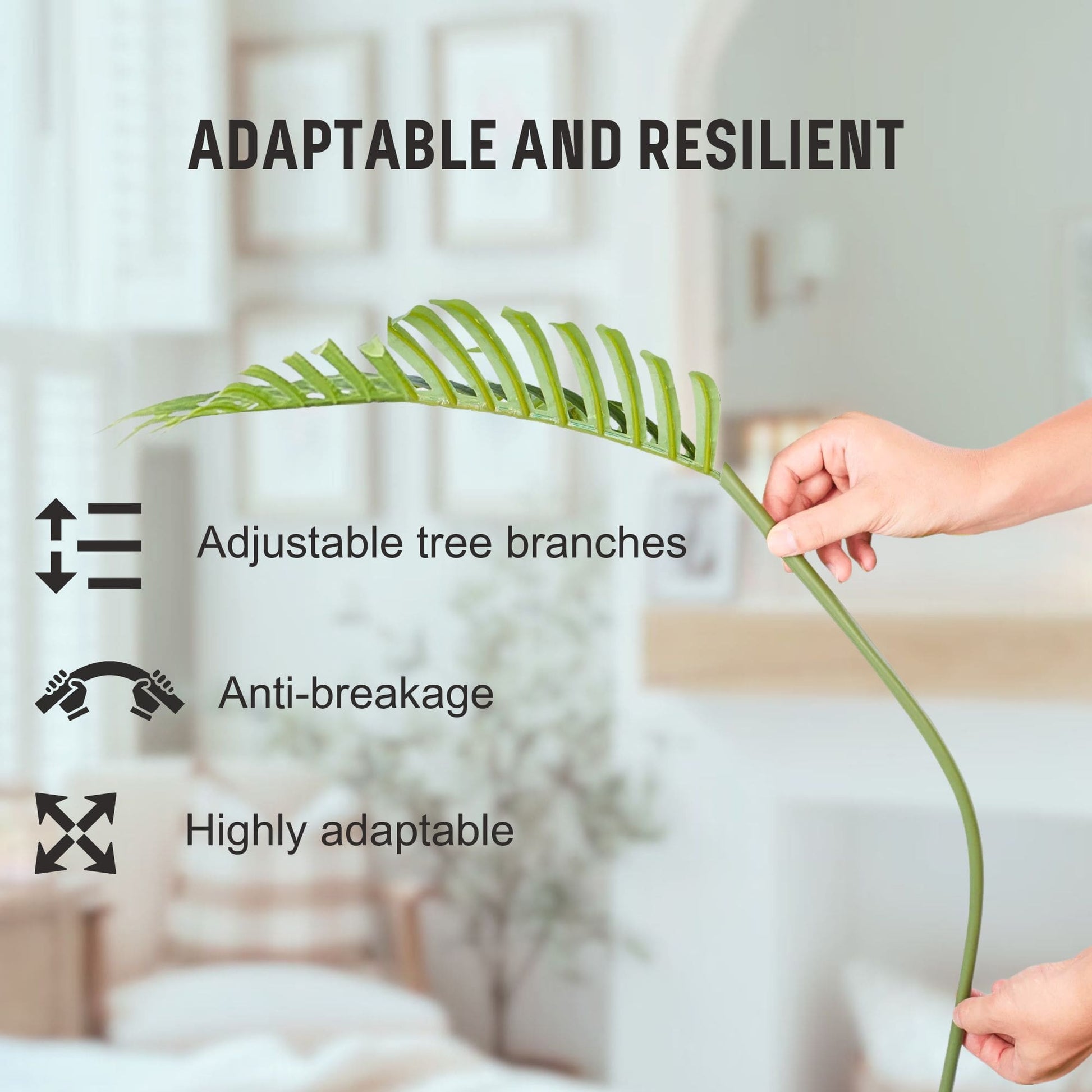 Flexible and durable artificial palm tree branches that can be easily shaped for any space