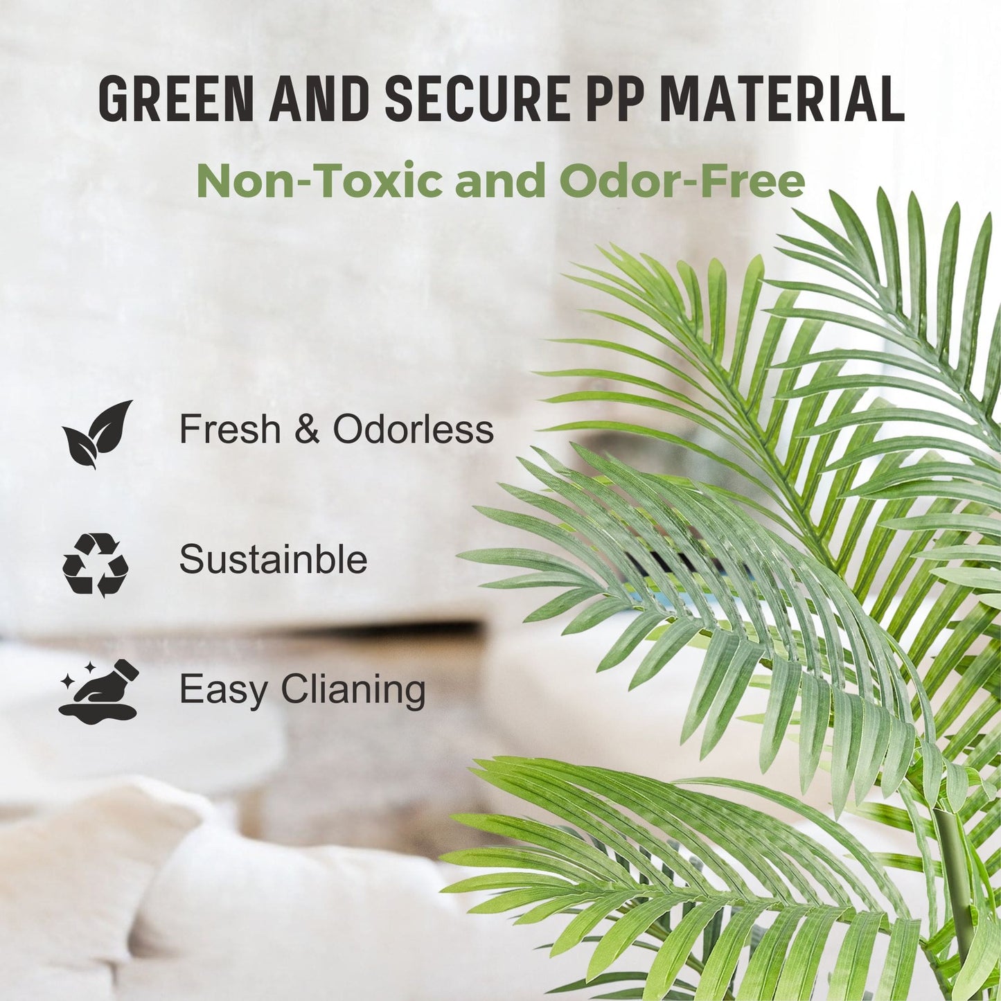 Eco-friendly and safe PP material used for a lifelike artificial palm tree