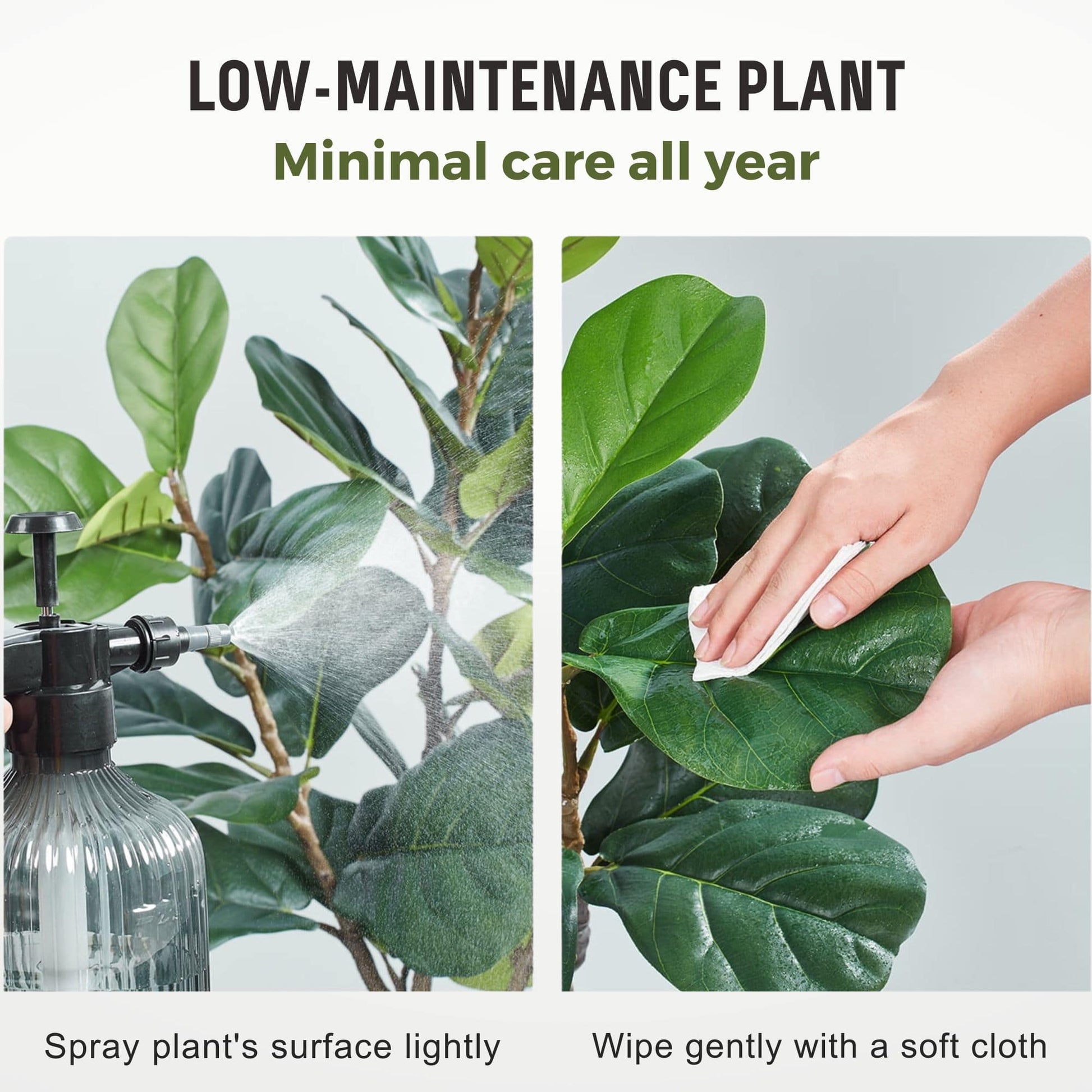 Easy-to-care-for artificial Ficus Lyrata plant with minimal maintenance required