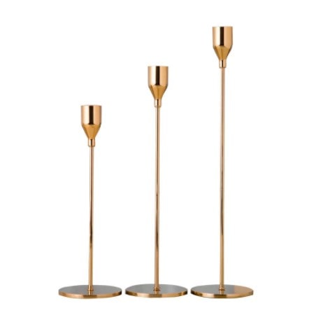 Taper Candle Stand Gold Set Of 3