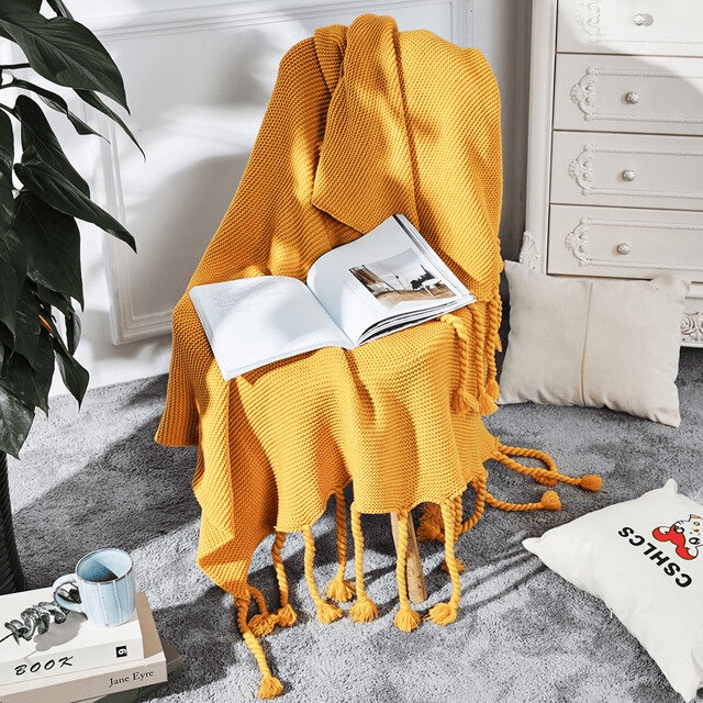 Knit Throw Blanket With Tassels Knit Throw Blanket With Tassels Decluttered Homes