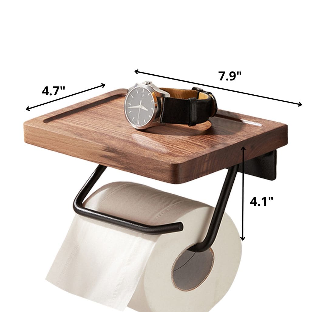 Wooden Toilet Paper Holder with Shelf