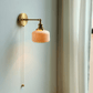 White Ceramic Wall Sconce with Pull Chain Switch Lighting Decluttered Homes