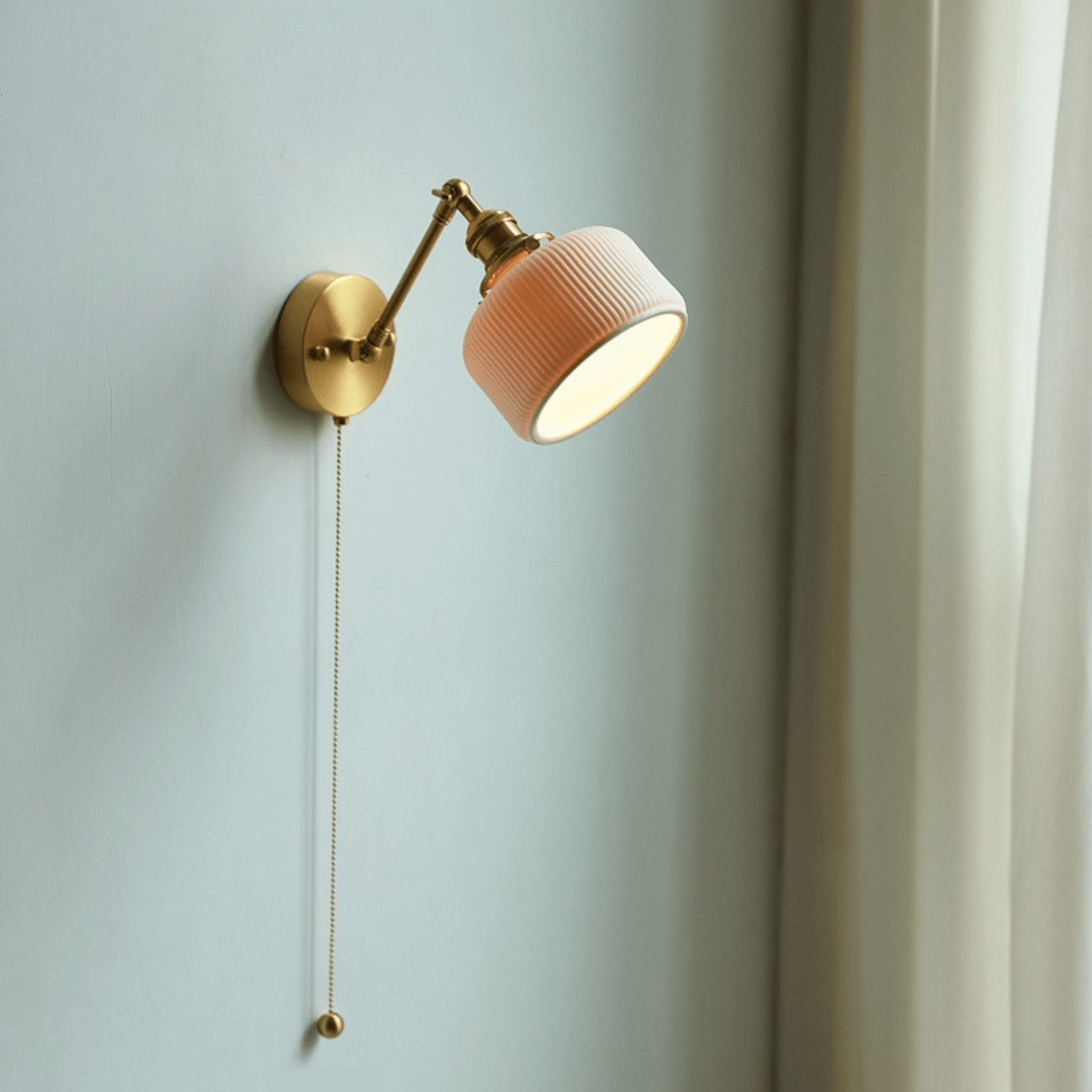 White Ceramic Wall Sconce with Pull Chain Switch – Decluttered Homes