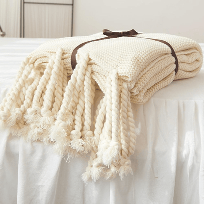 Knit Throw Blanket With Tassels Knit Throw Blanket With Tassels Decluttered Homes