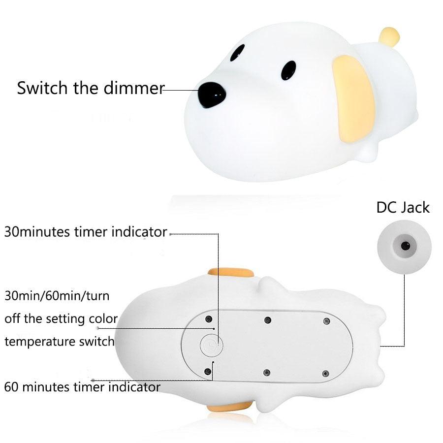 Silicone Puppy LED Night Light Night Light Lamp Decluttered Homes